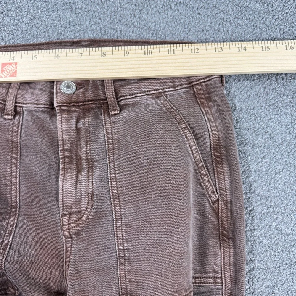 American Eagle Pants Women's 0 Brown Mid Rise Wide Leg Stretch Baggy - Picture 4 of 9